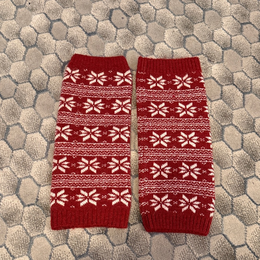 Women’s Red and White Knit Leg Warmers